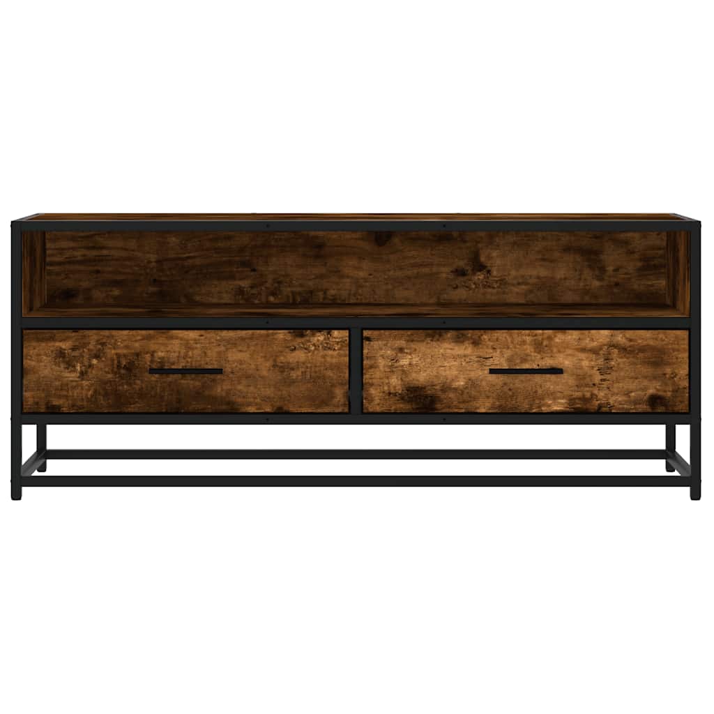 TV Cabinet Smoked Oak 100x34.5x40 cm Engineered Wood and Metal