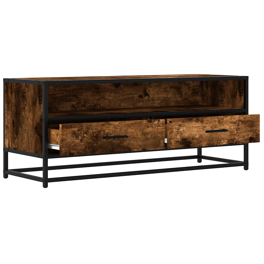 TV Cabinet Smoked Oak 100x34.5x40 cm Engineered Wood and Metal