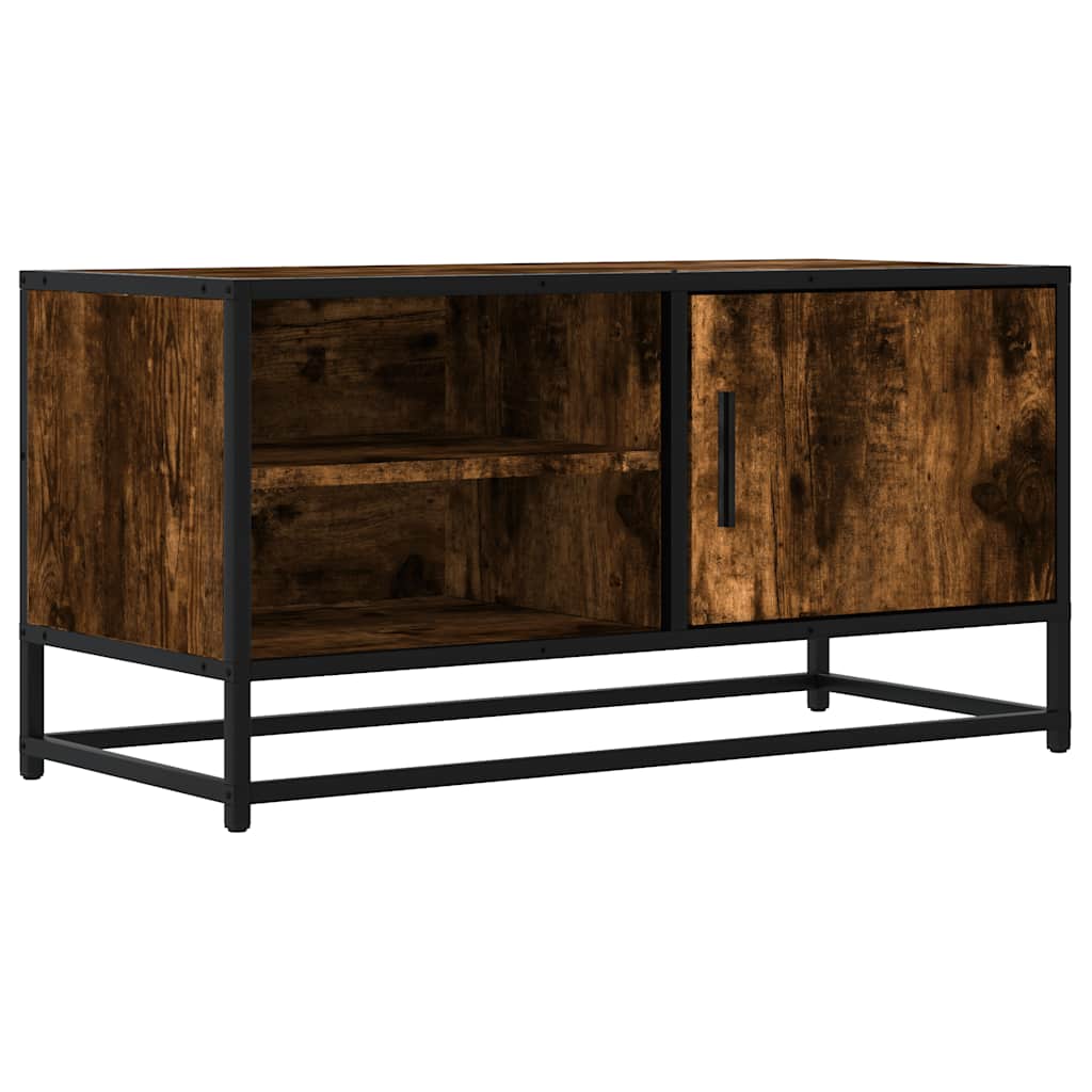 TV Cabinet Smoked Oak 80x34,5x40 cm Engineered Wood and Metal