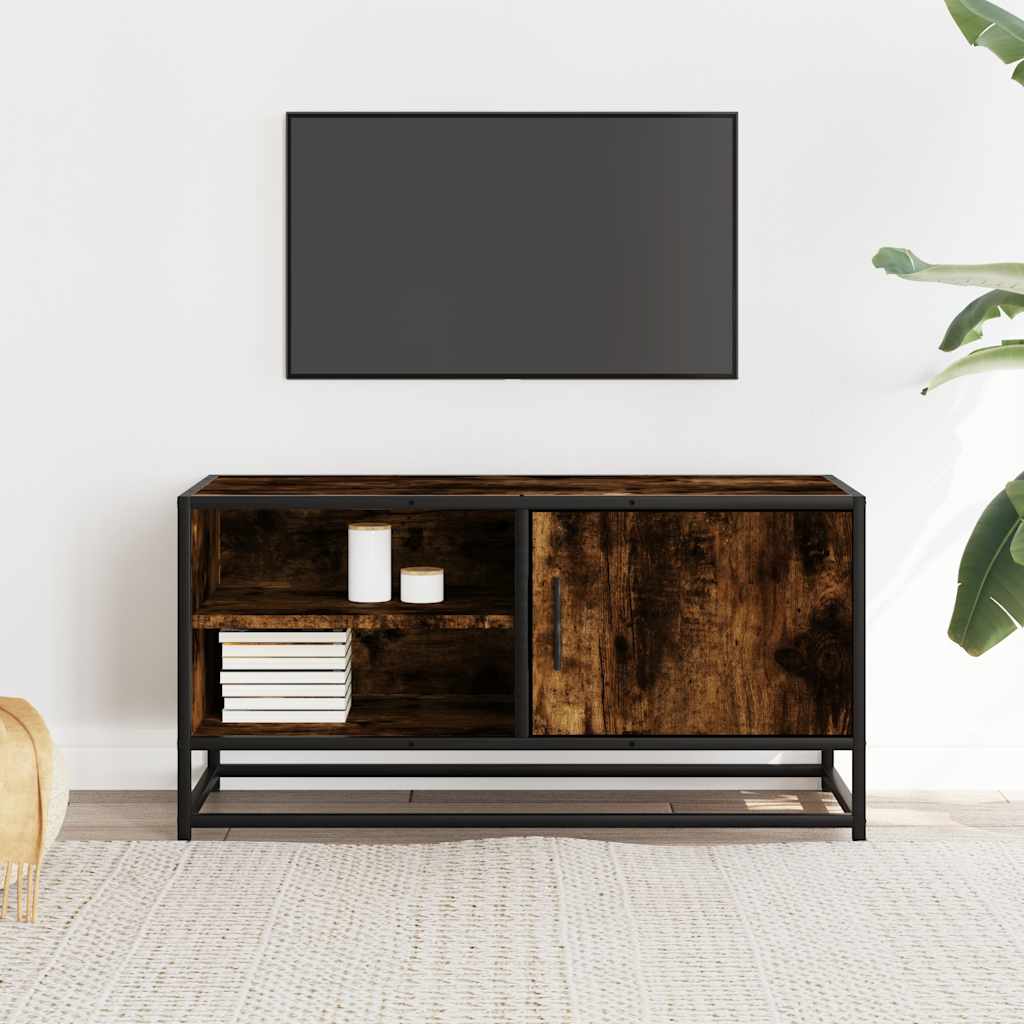 TV Cabinet Smoked Oak 80x34,5x40 cm Engineered Wood and Metal