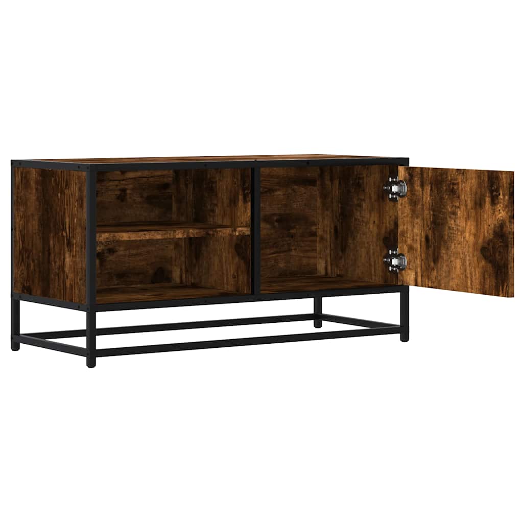 TV Cabinet Smoked Oak 80x34,5x40 cm Engineered Wood and Metal