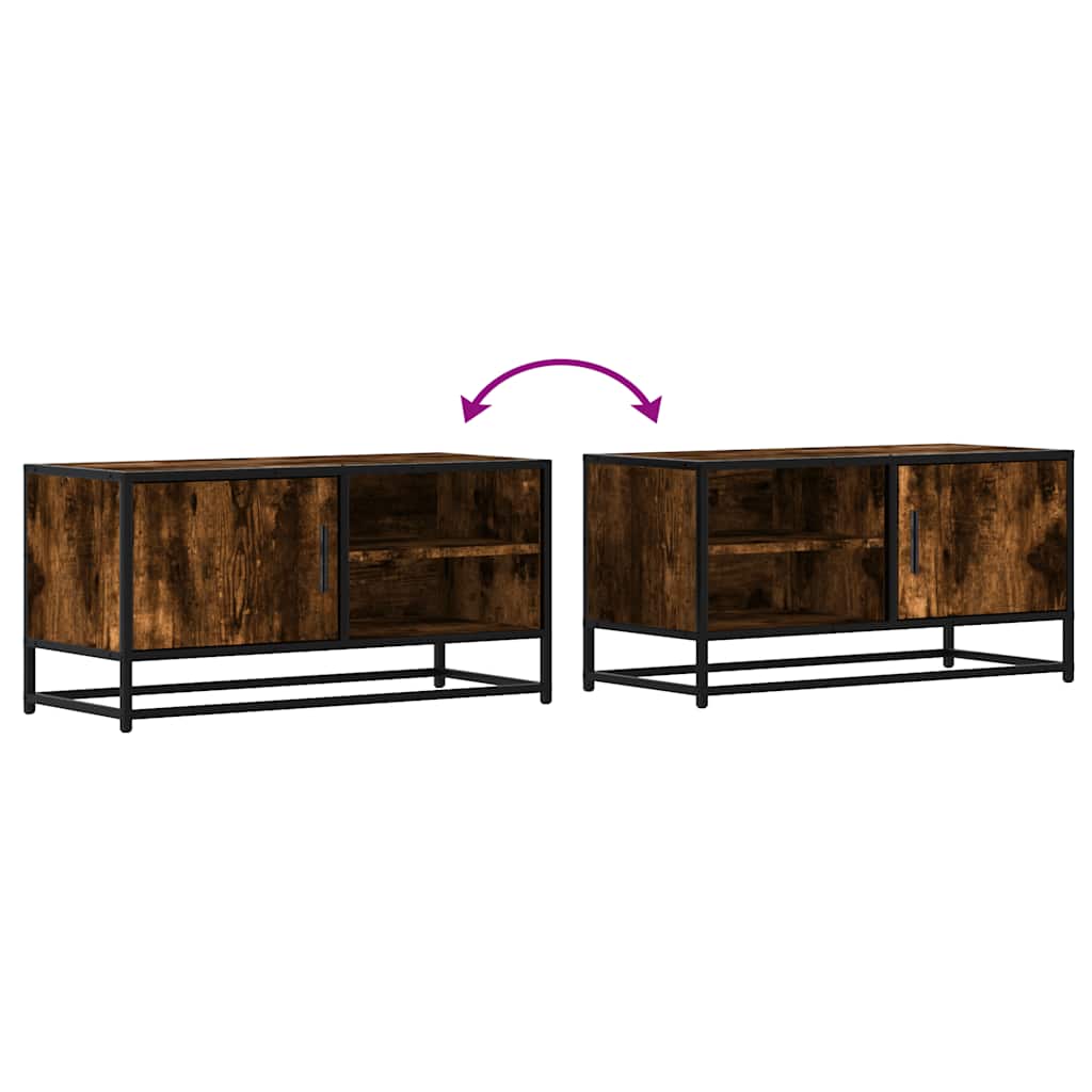 TV Cabinet Smoked Oak 80x34,5x40 cm Engineered Wood and Metal
