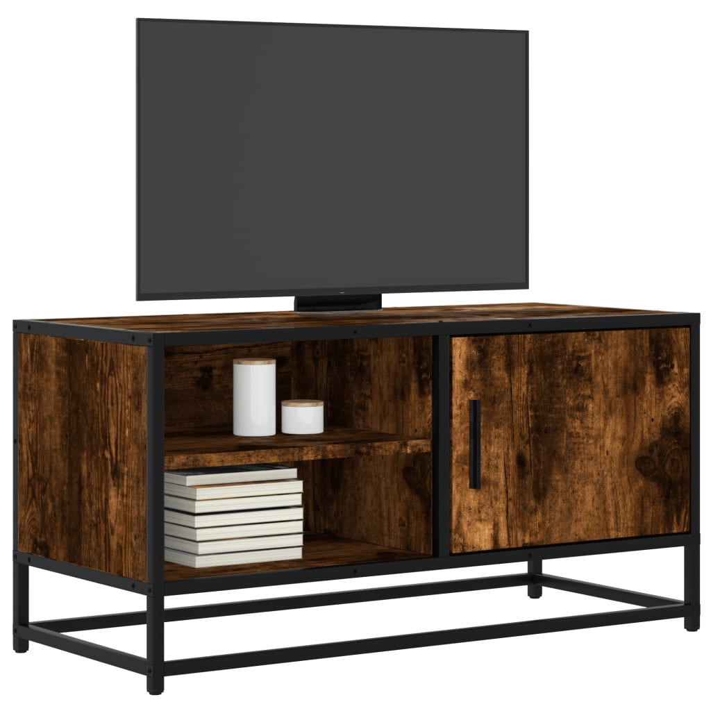 TV Cabinet Smoked Oak 80x34,5x40 cm Engineered Wood and Metal