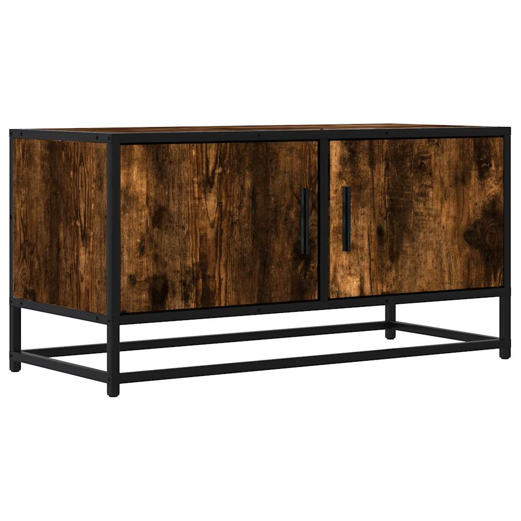 TV Cabinet Smoked Oak 80x34,5x40 cm Engineered Wood and Metal