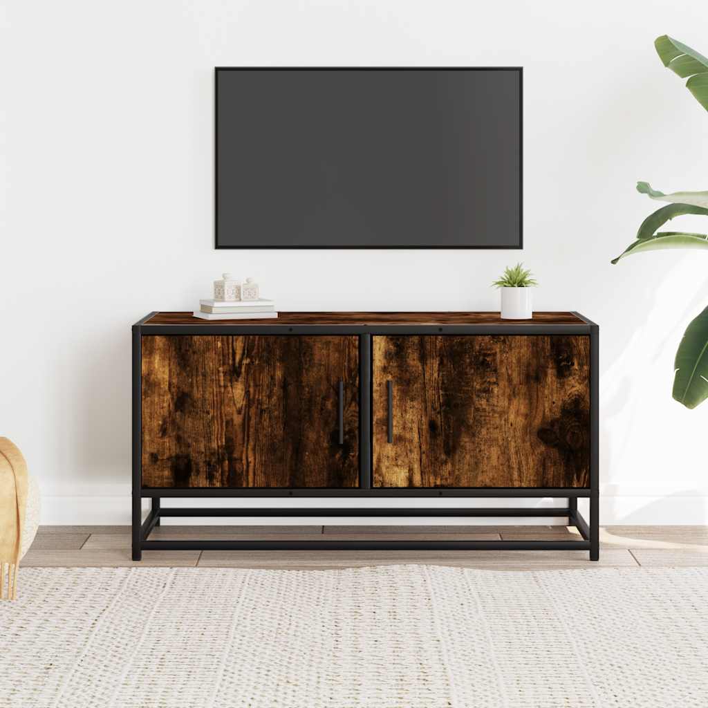 TV Cabinet Smoked Oak 80x34,5x40 cm Engineered Wood and Metal