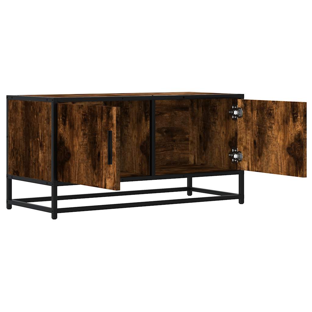 TV Cabinet Smoked Oak 80x34,5x40 cm Engineered Wood and Metal