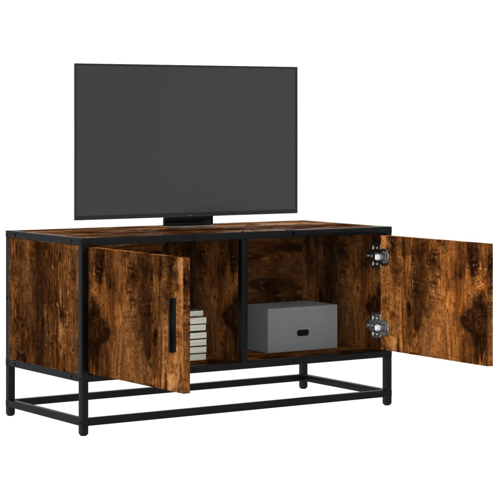 TV Cabinet Smoked Oak 80x34,5x40 cm Engineered Wood and Metal