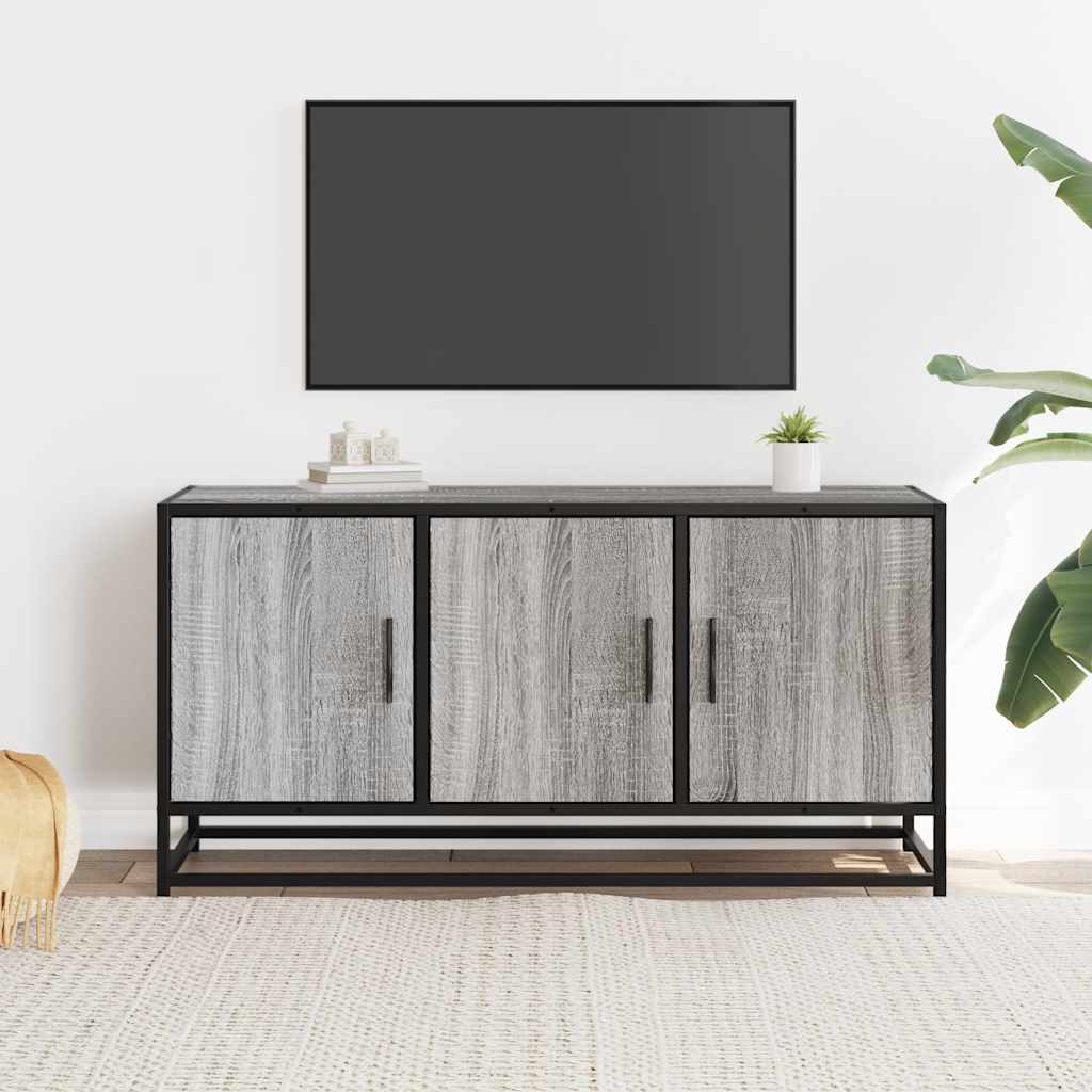 TV Cabinet Grey Sonoma 100x35x50 cm Engineered Wood and Metal