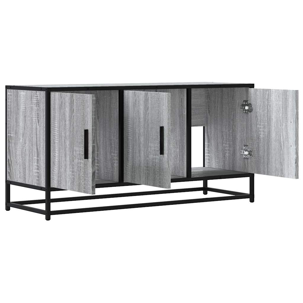 TV Cabinet Grey Sonoma 100x35x50 cm Engineered Wood and Metal