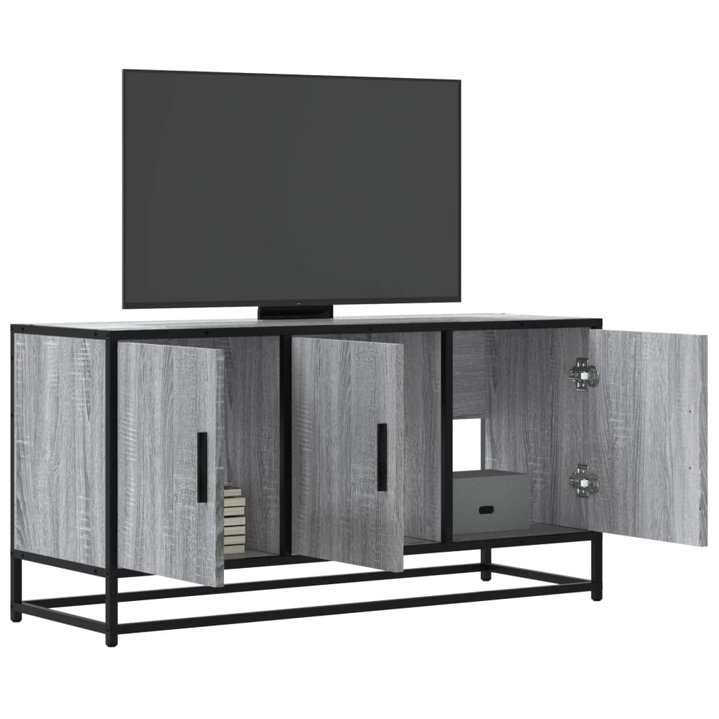 TV Cabinet Grey Sonoma 100x35x50 cm Engineered Wood and Metal