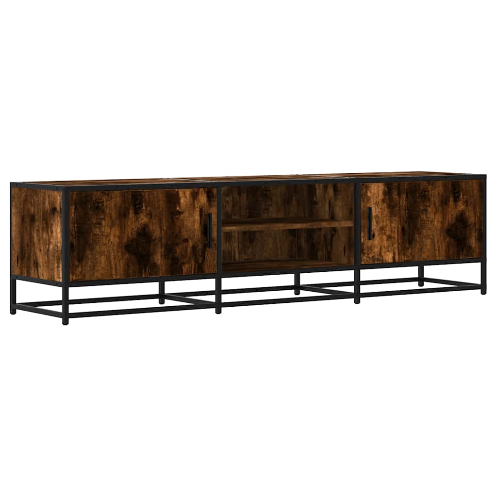 TV Cabinet Smoked Oak 160x35x41 cm Engineered Wood and Metal