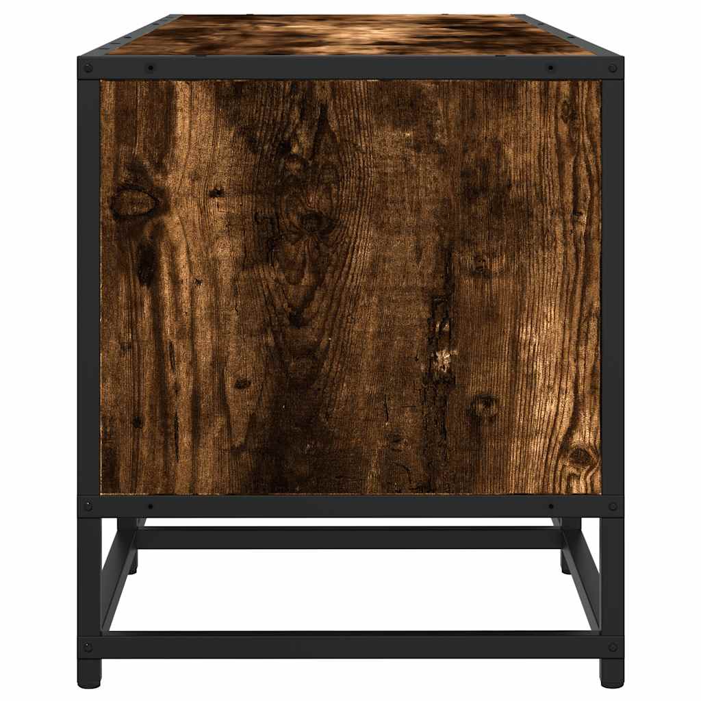 TV Cabinet Smoked Oak 160x35x41 cm Engineered Wood and Metal