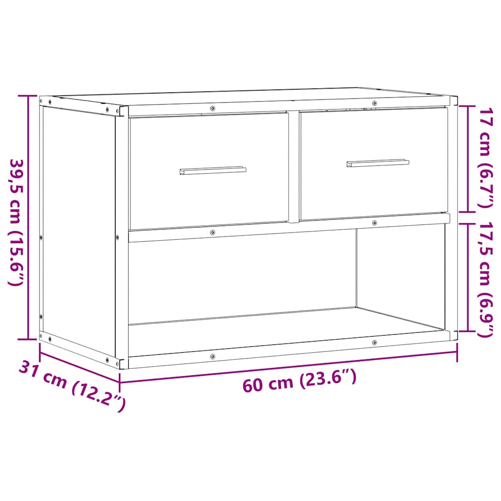 TV Cabinet Black 60x31x39,5 cm Engineered Wood and Metal