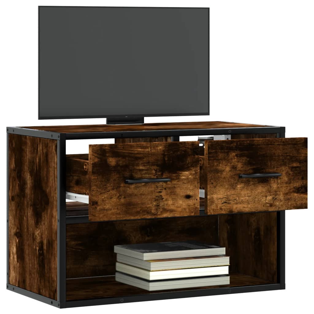 TV Cabinet Smoked Oak 60x31x39,5 cm Wood and Metal