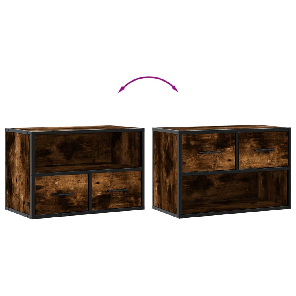 TV Cabinet Smoked Oak 60x31x39,5 cm Wood and Metal