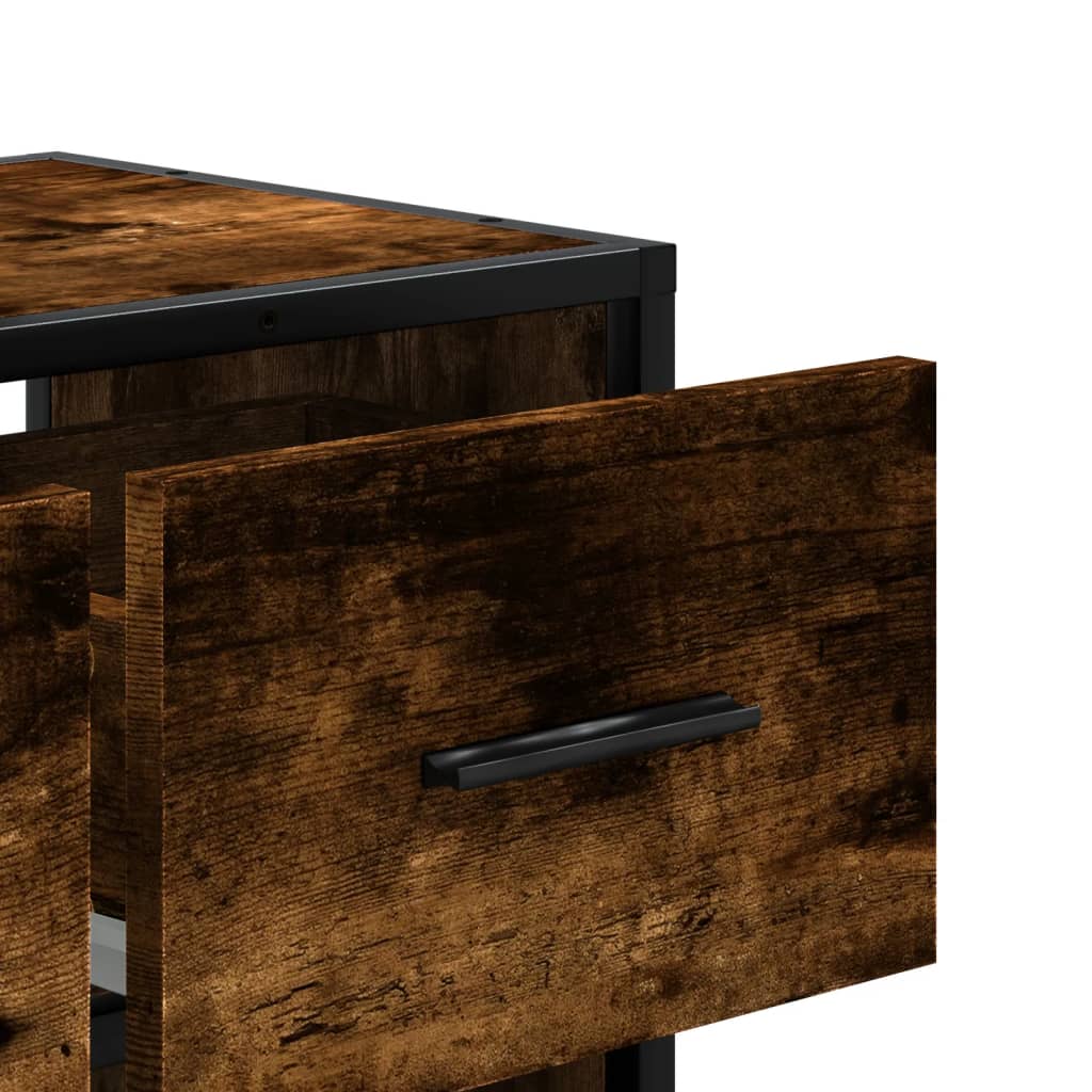 TV Cabinet Smoked Oak 60x31x39,5 cm Wood and Metal