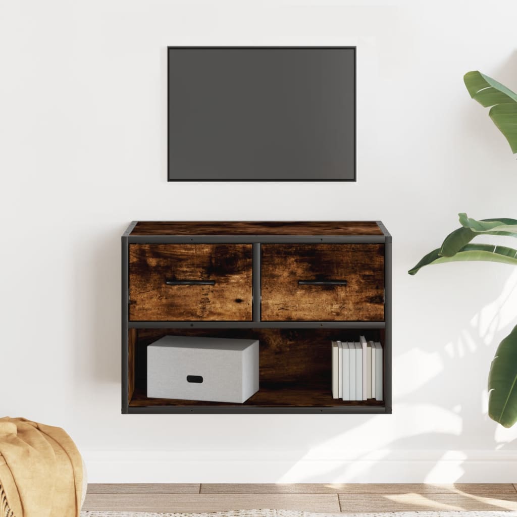 TV Cabinet Smoked Oak 60x31x39,5 cm Wood and Metal
