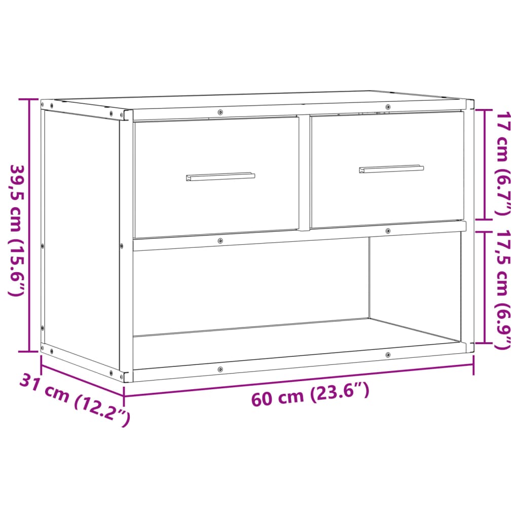 TV Cabinet Grey Sonoma 60x31x39,5 cm Engineered Wood and Metal