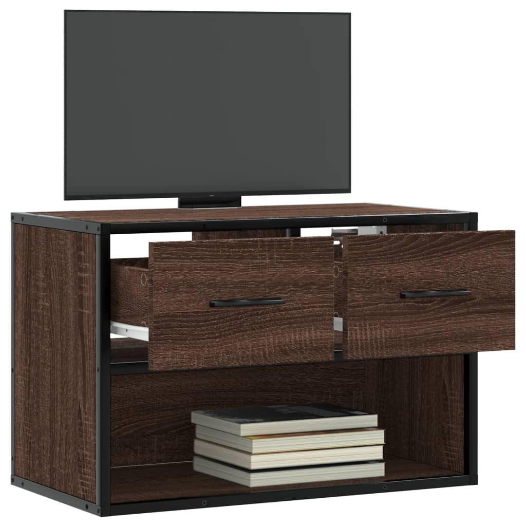 TV Cabinet Brown Oak 60x31x39,5 cm Engineered Wood and Metal