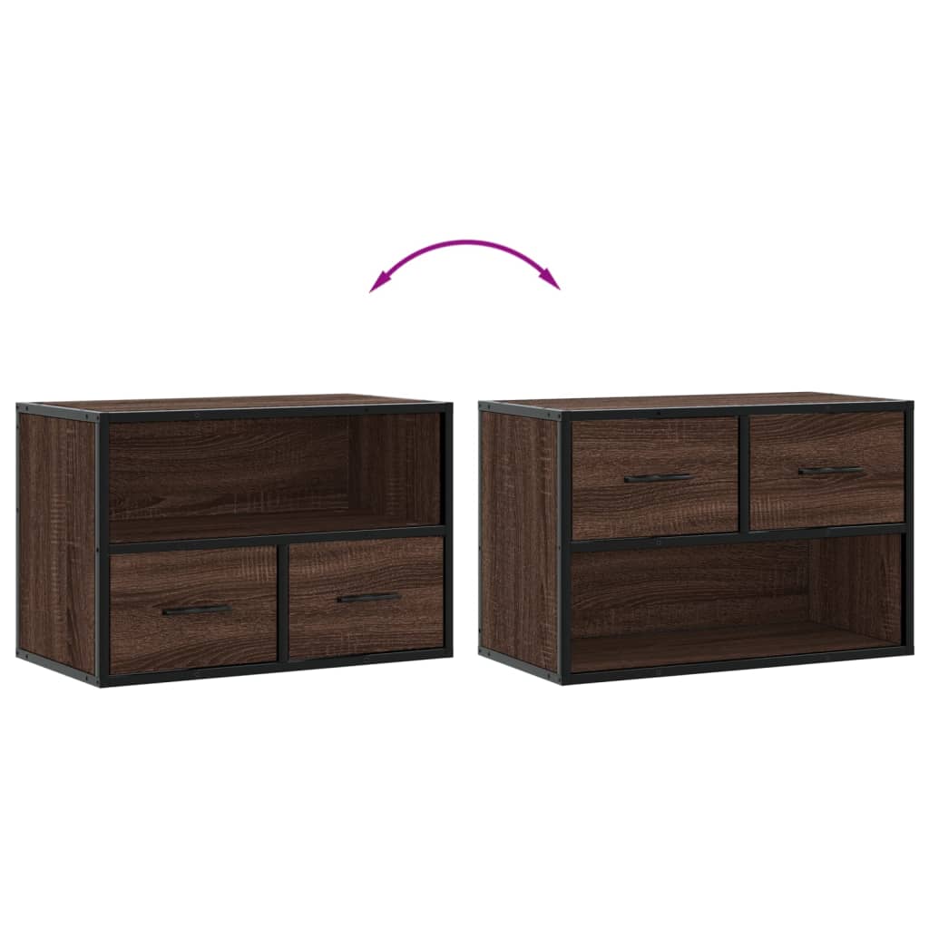 TV Cabinet Brown Oak 60x31x39,5 cm Engineered Wood and Metal