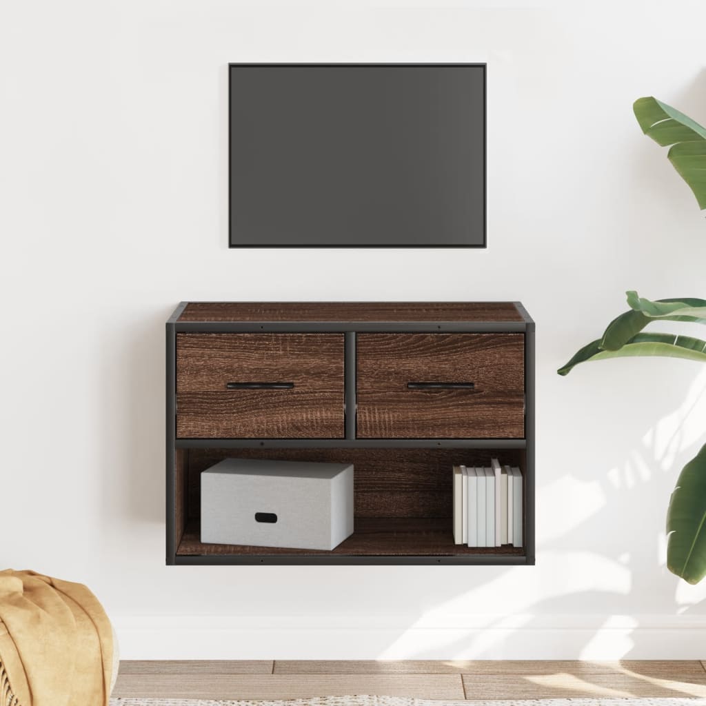 TV Cabinet Brown Oak 60x31x39,5 cm Engineered Wood and Metal