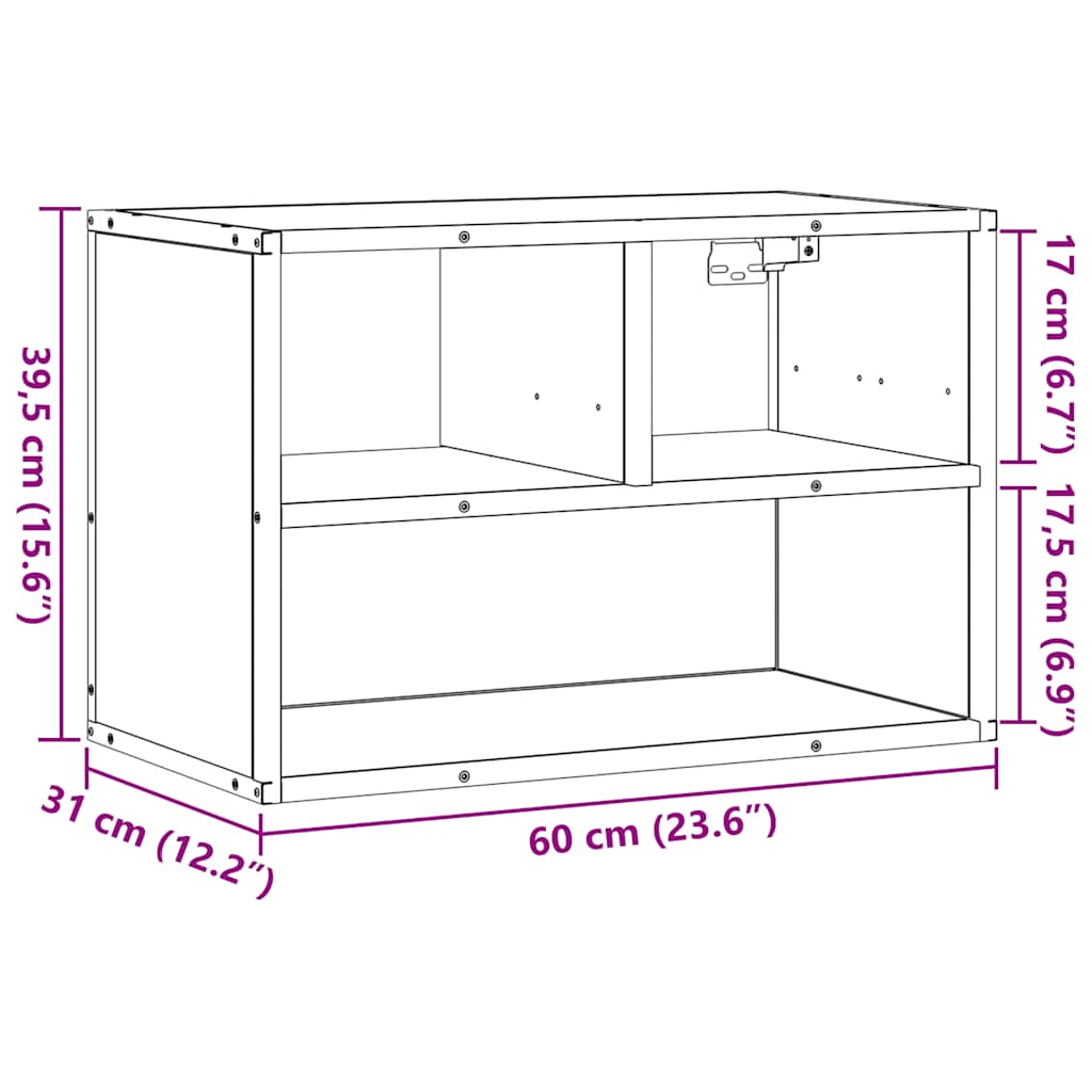 TV Cabinet Grey Sonoma 60x31x39,5 cm Engineered Wood and Metal