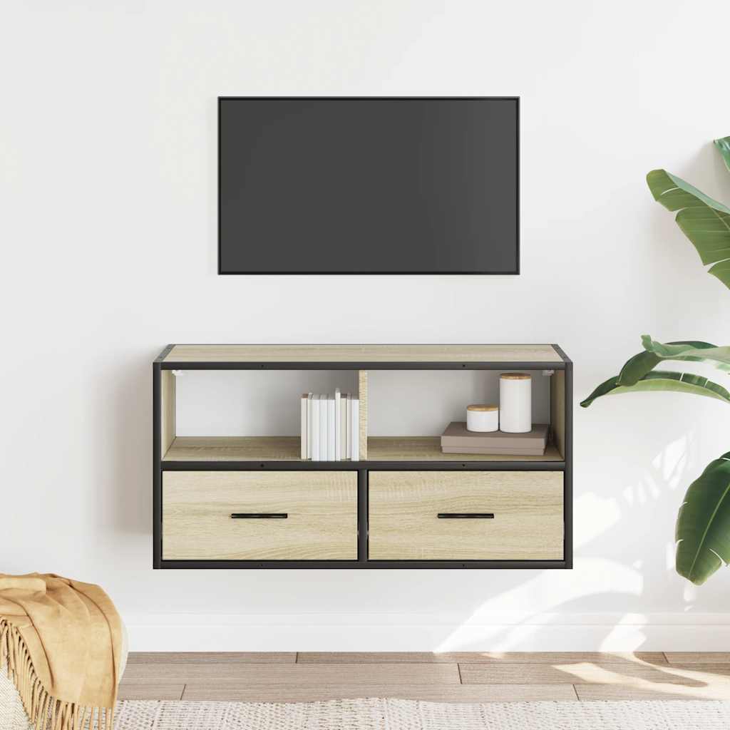 TV Cabinet Sonoma Oak 80x31x39,5 cm Engineered Wood and Metal
