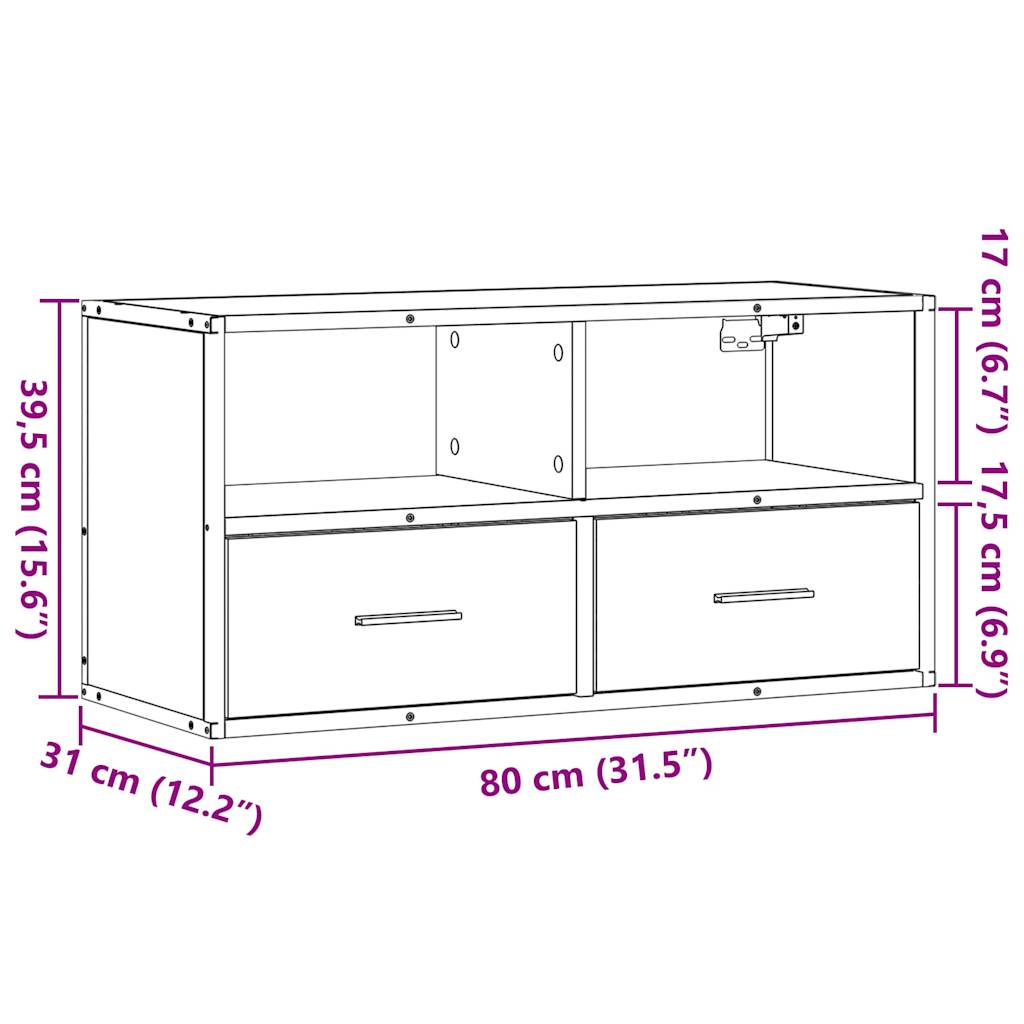 TV Cabinet Sonoma Oak 80x31x39,5 cm Engineered Wood and Metal