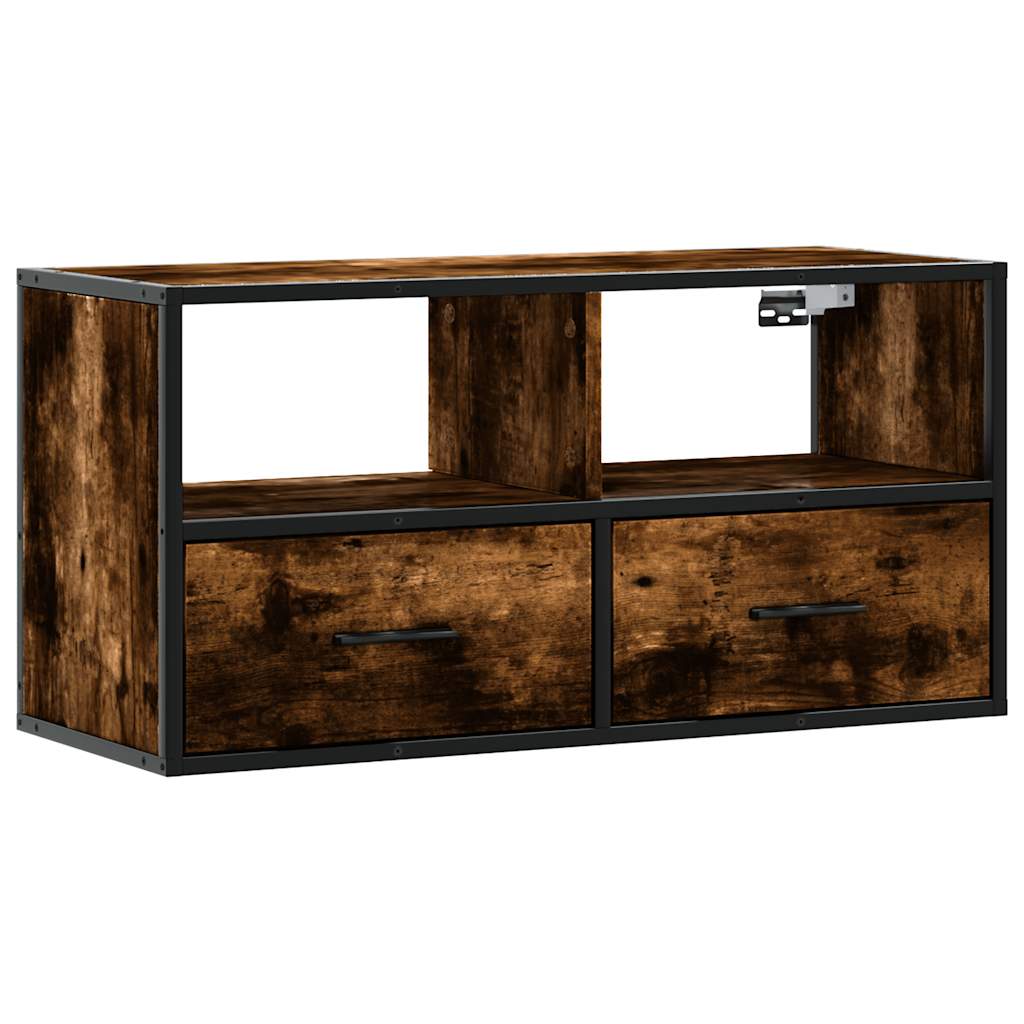 TV Cabinet Smoked Oak 80x31x39,5 cm Engineered Wood and Metal