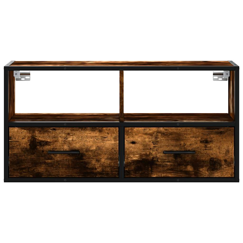 TV Cabinet Smoked Oak 80x31x39,5 cm Engineered Wood and Metal