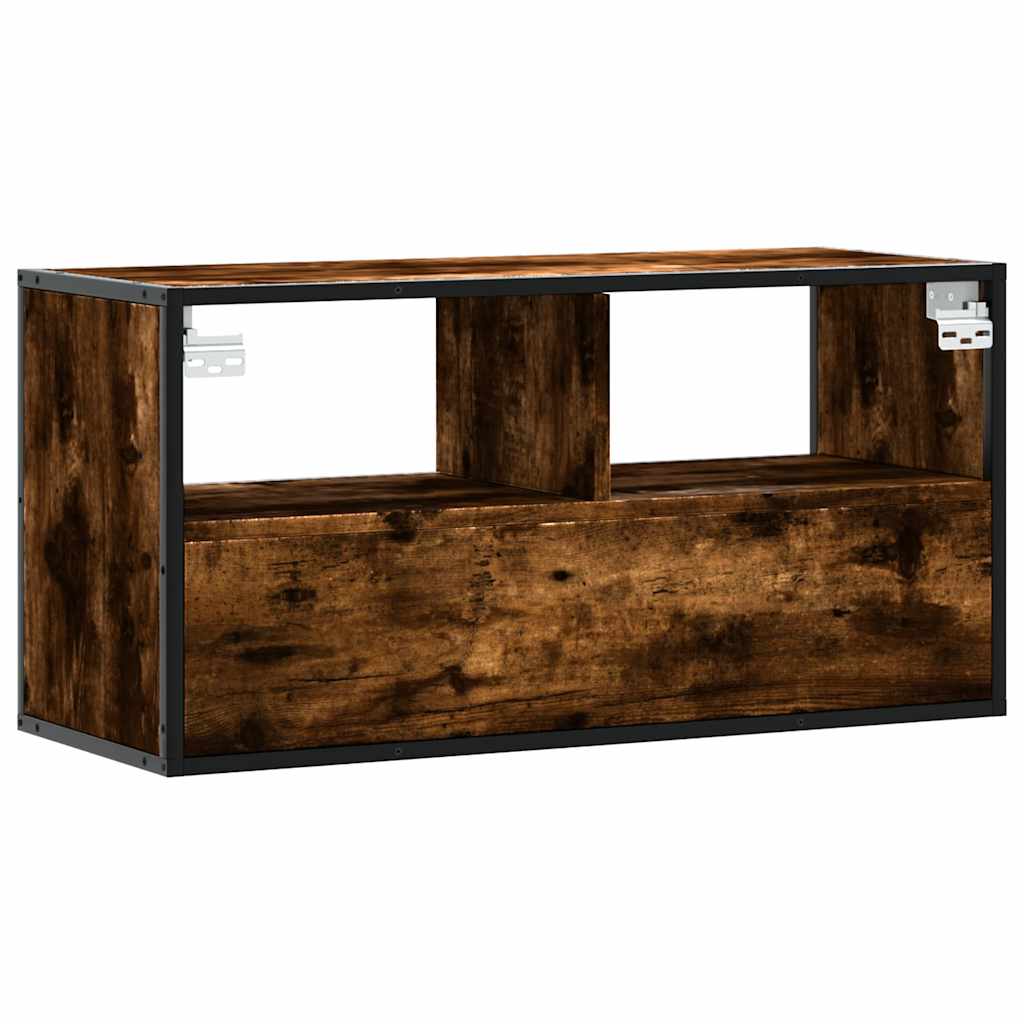 TV Cabinet Smoked Oak 80x31x39,5 cm Engineered Wood and Metal