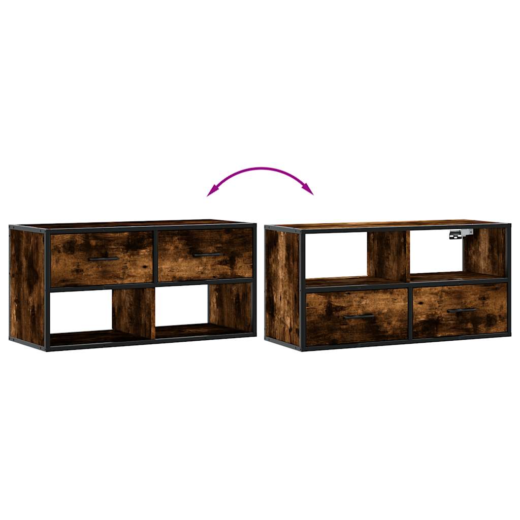 TV Cabinet Smoked Oak 80x31x39,5 cm Engineered Wood and Metal