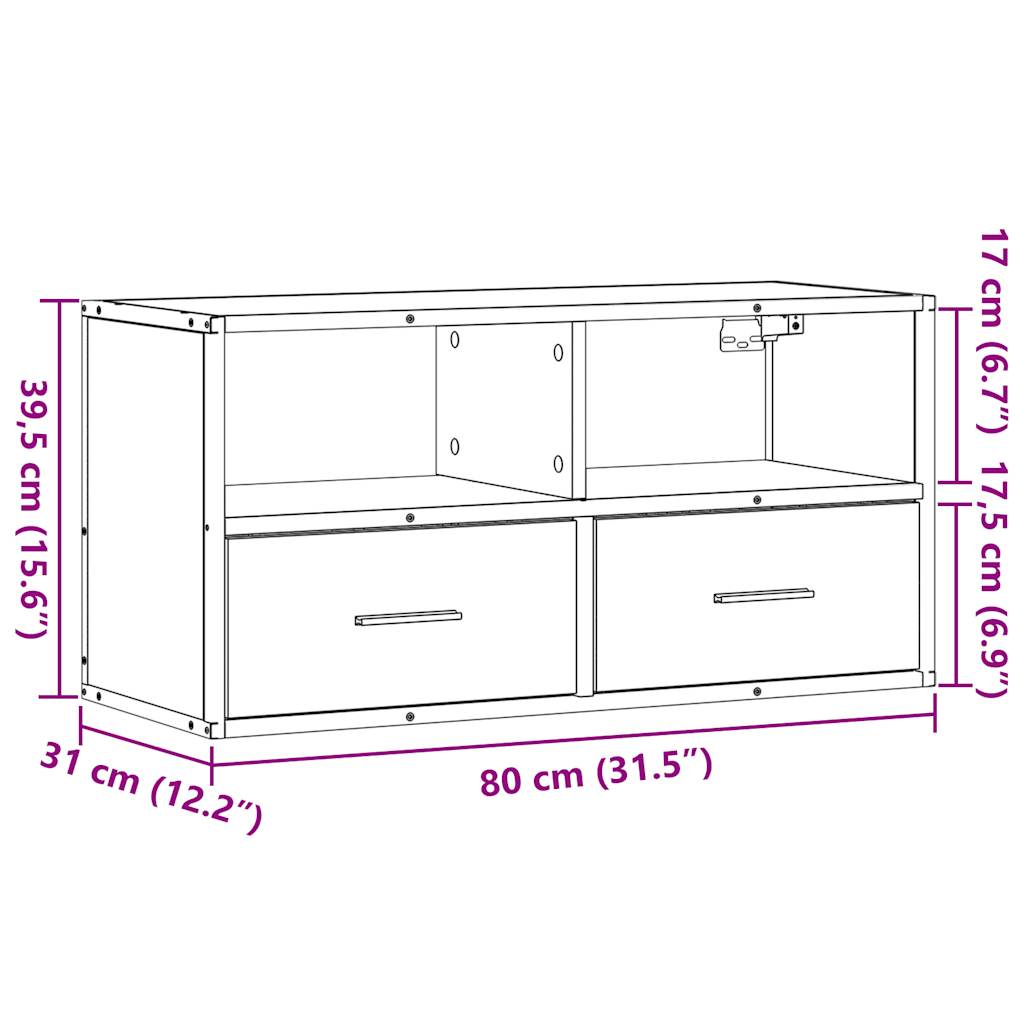TV Cabinet Smoked Oak 80x31x39,5 cm Engineered Wood and Metal