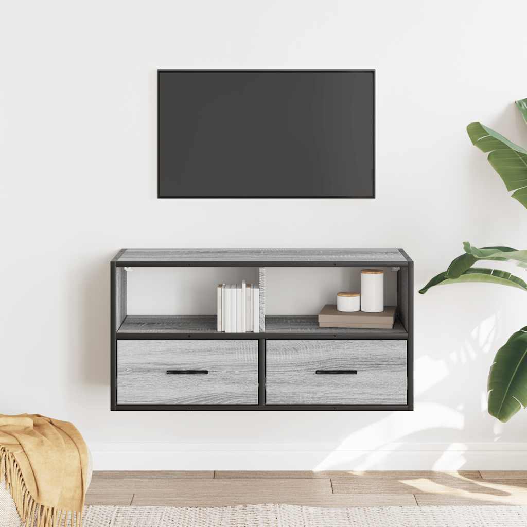 TV Cabinet Grey Sonoma 80x31x39,5 cm Engineered Wood and Metal