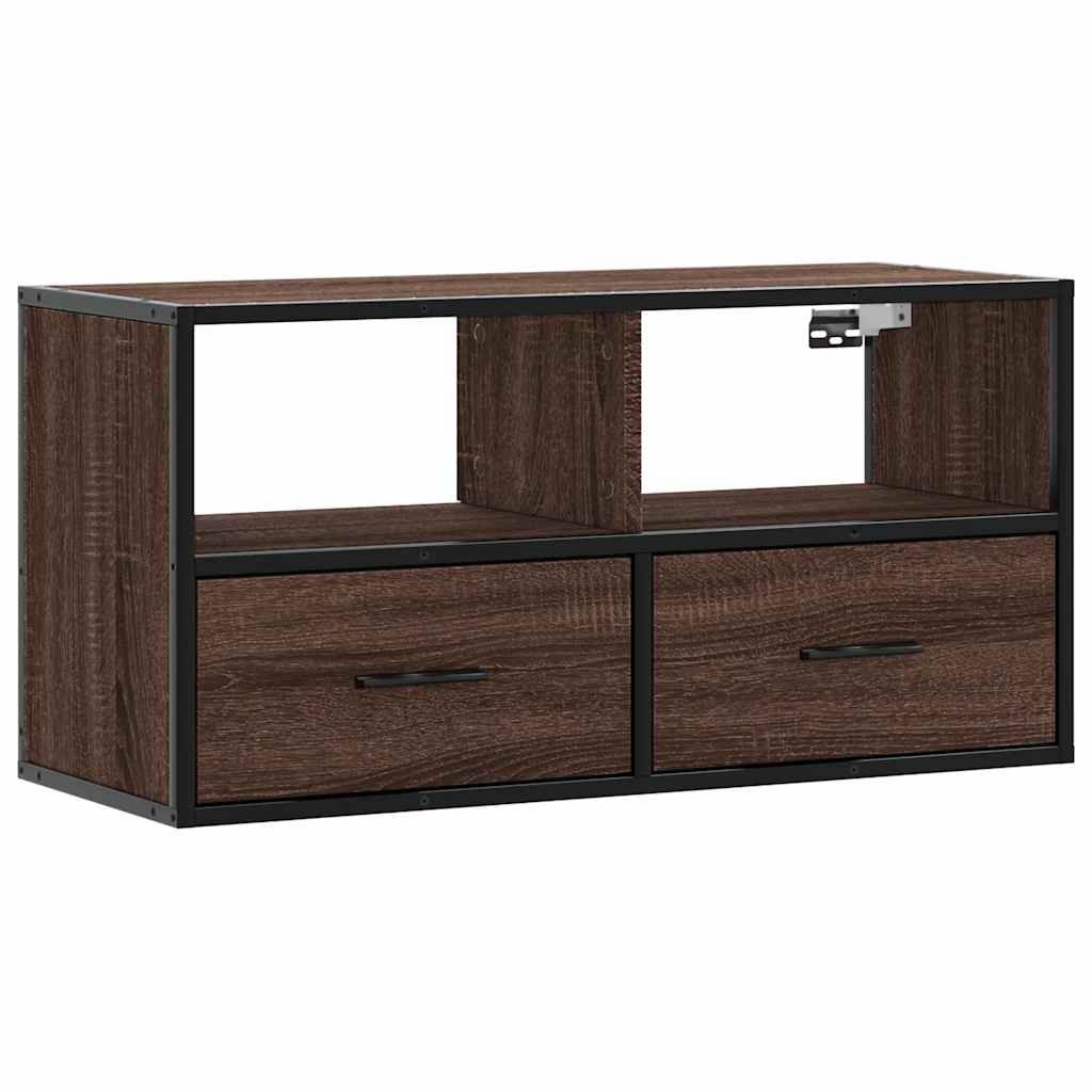 TV Cabinet Brown Oak 80x31x39,5 cm Engineered Wood and Metal