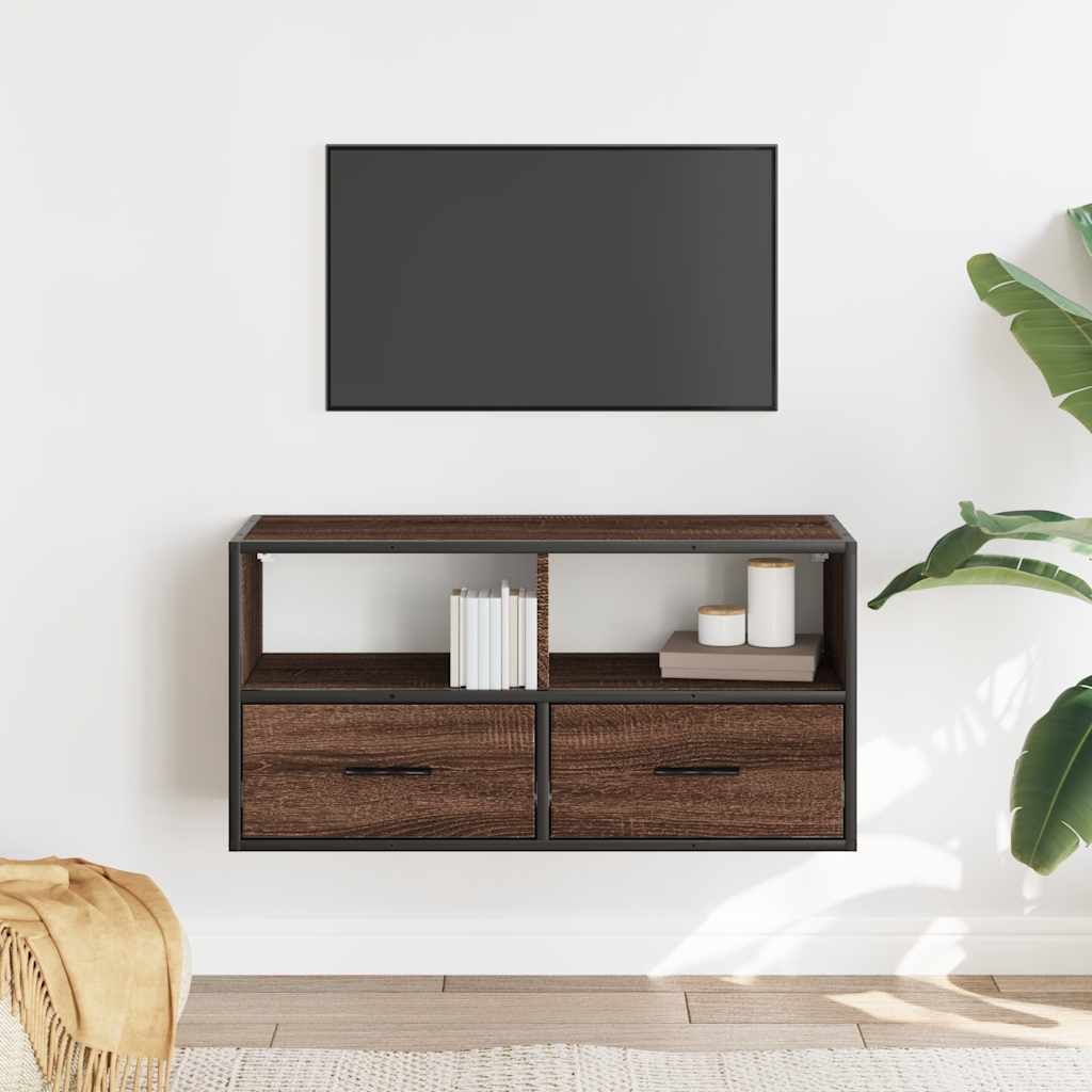 TV Cabinet Brown Oak 80x31x39,5 cm Engineered Wood and Metal
