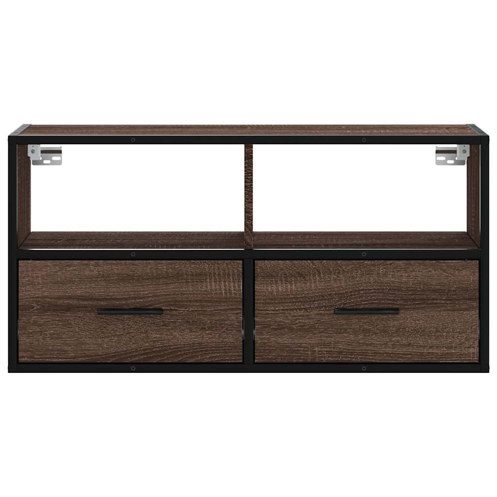 TV Cabinet Brown Oak 80x31x39,5 cm Engineered Wood and Metal