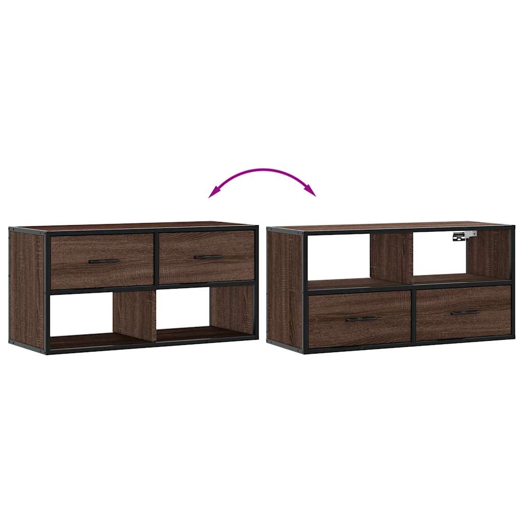 TV Cabinet Brown Oak 80x31x39,5 cm Engineered Wood and Metal