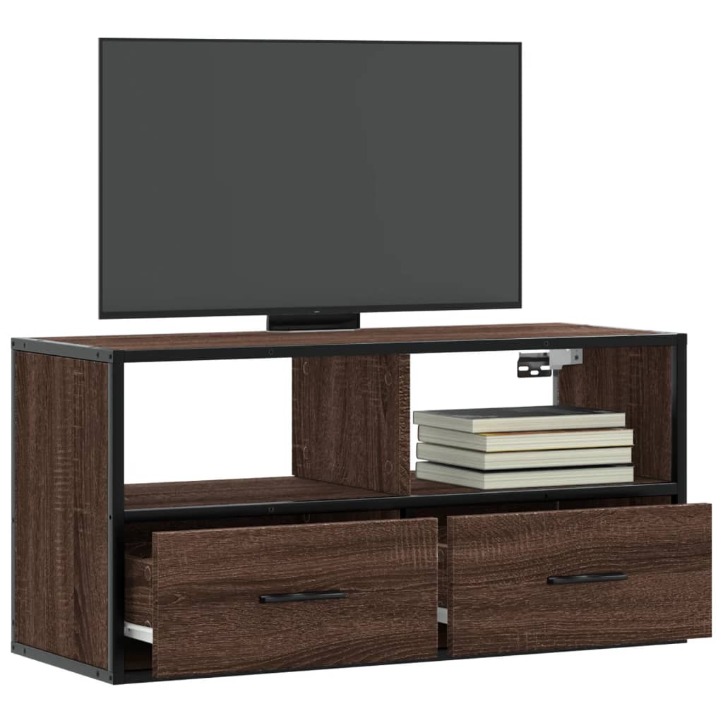 TV Cabinet Brown Oak 80x31x39,5 cm Engineered Wood and Metal