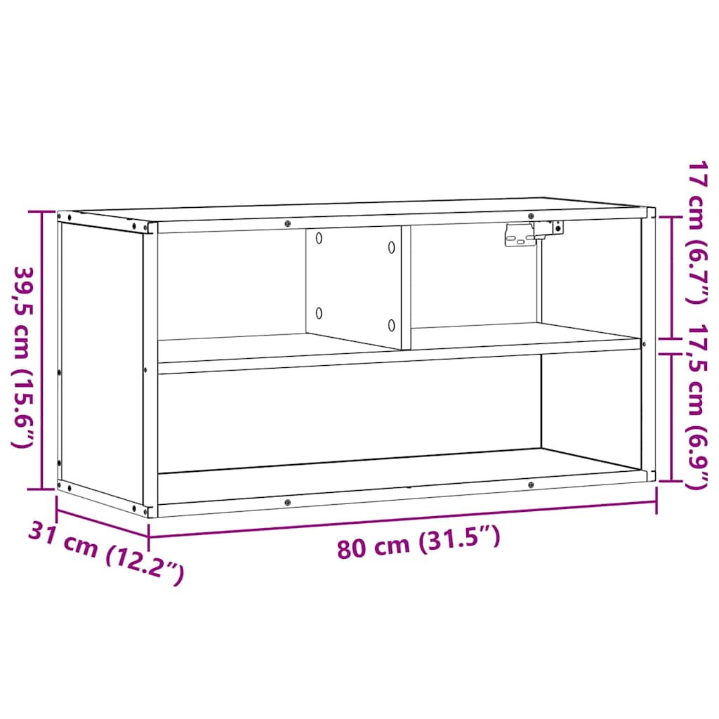 TV Cabinet Black 80x31x39,5 cm Engineered Wood and Metal