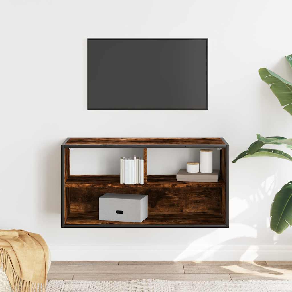 TV Cabinet Smoked Oak 80x31x39,5 cm Engineered Wood and Metal