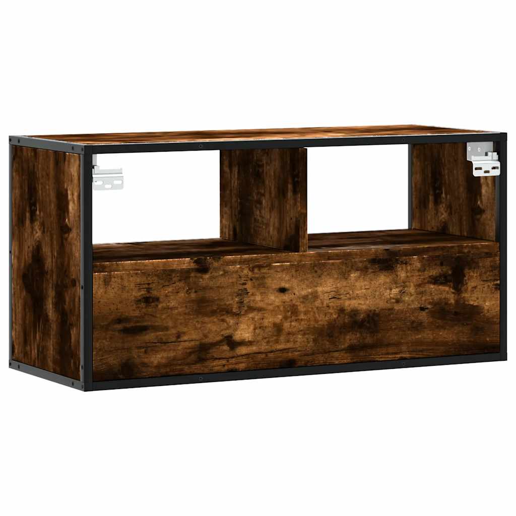 TV Cabinet Smoked Oak 80x31x39,5 cm Engineered Wood and Metal