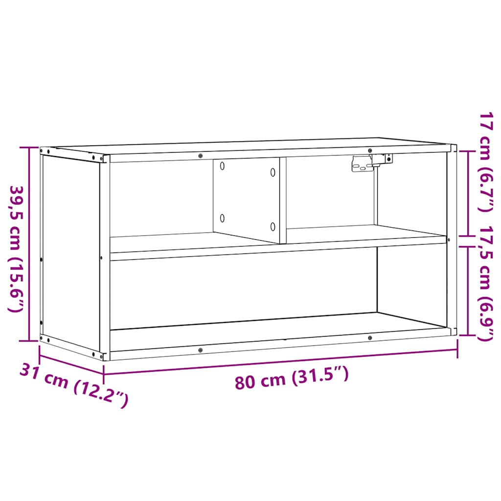 TV Cabinet Smoked Oak 80x31x39,5 cm Engineered Wood and Metal