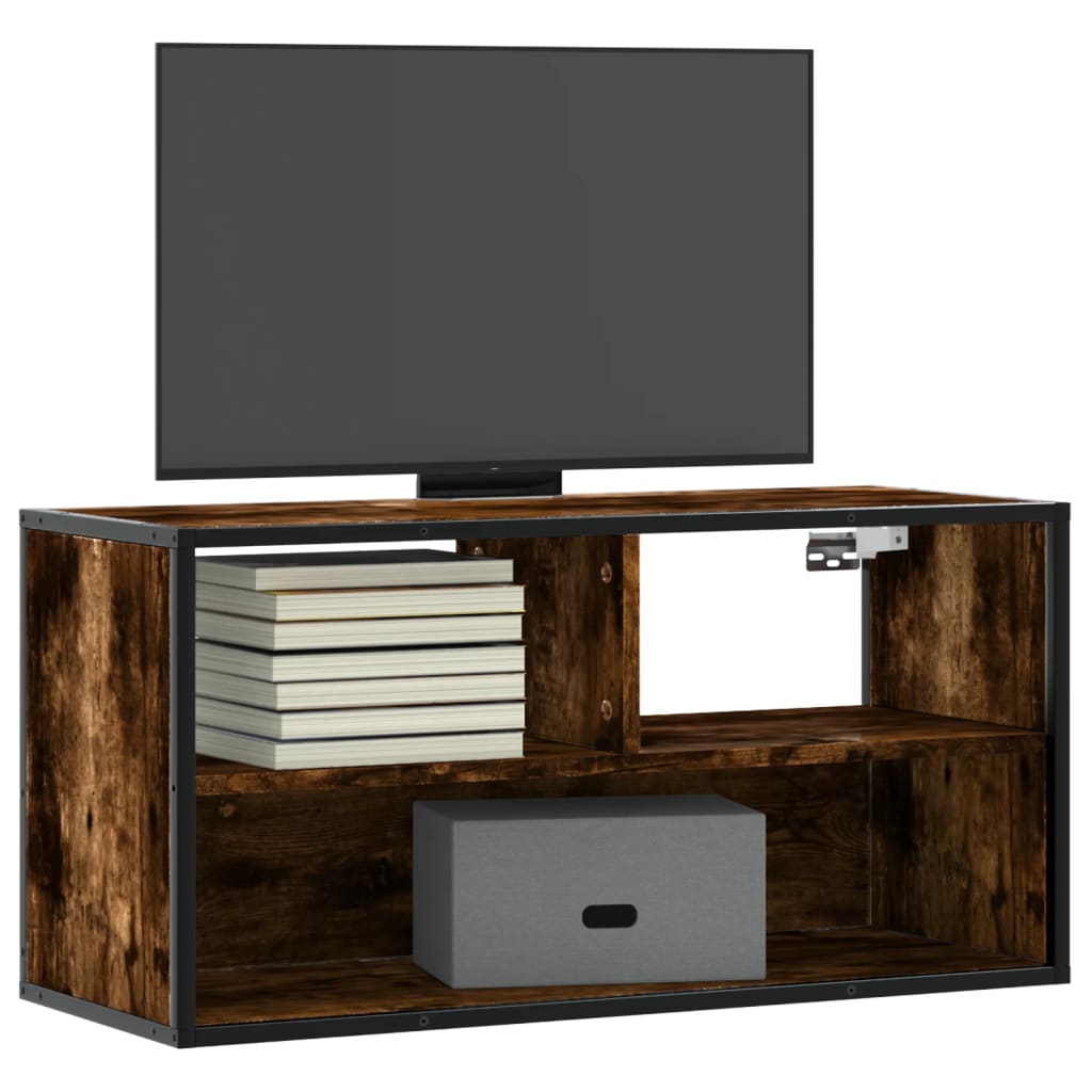 TV Cabinet Smoked Oak 80x31x39,5 cm Engineered Wood and Metal