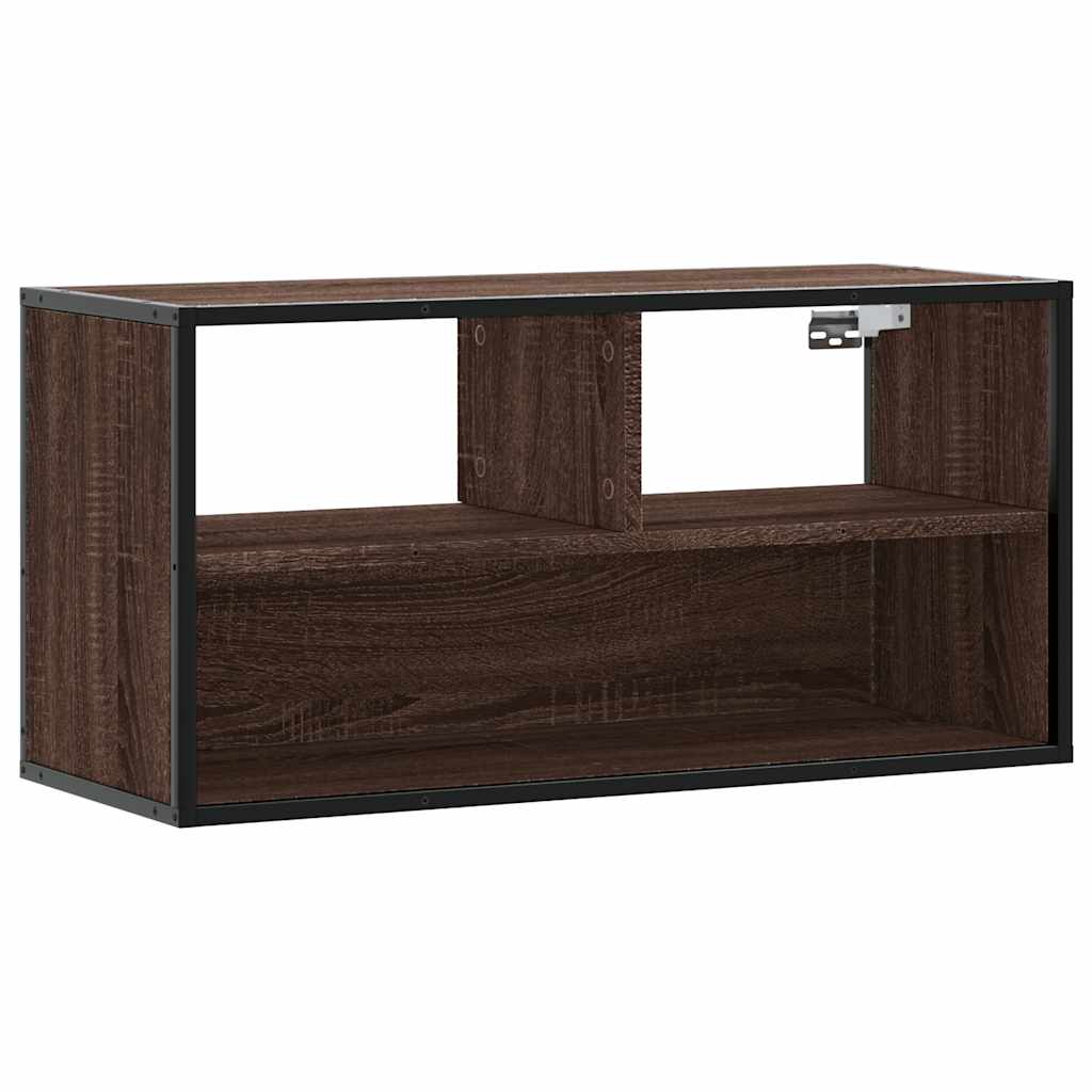 TV Cabinet Brown Oak 80x31x39,5 cm Engineered Wood and Metal