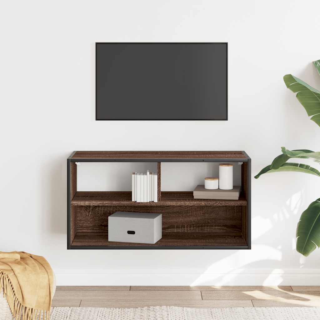 TV Cabinet Brown Oak 80x31x39,5 cm Engineered Wood and Metal
