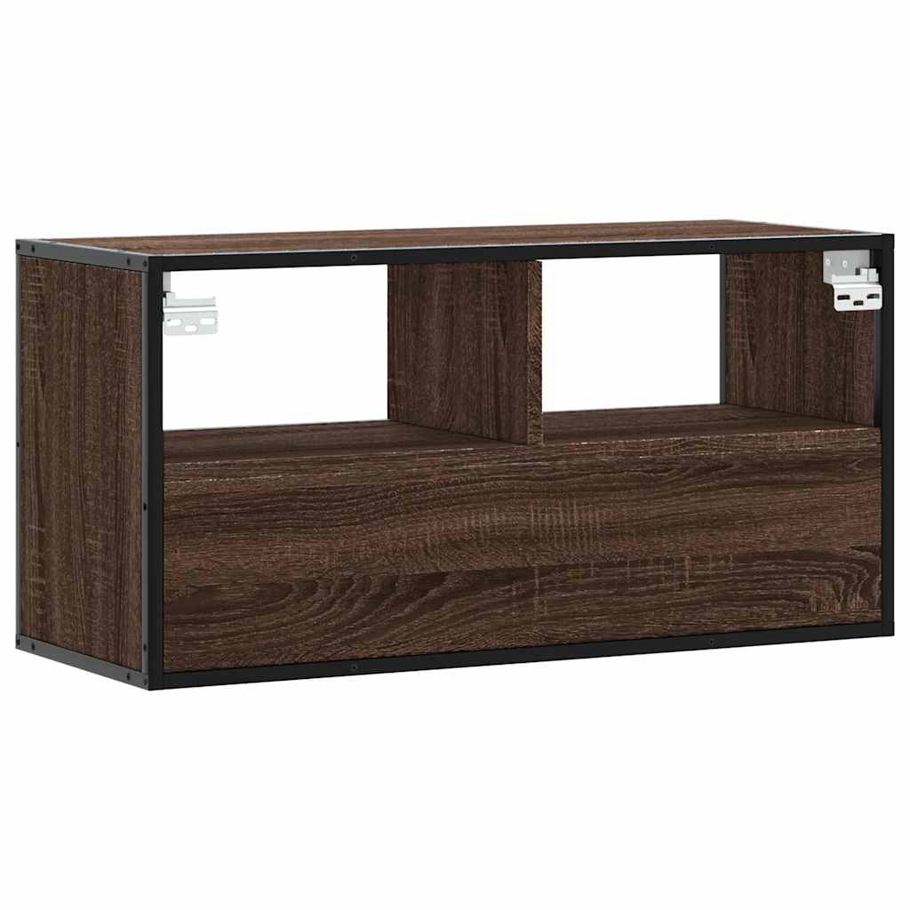 TV Cabinet Brown Oak 80x31x39,5 cm Engineered Wood and Metal