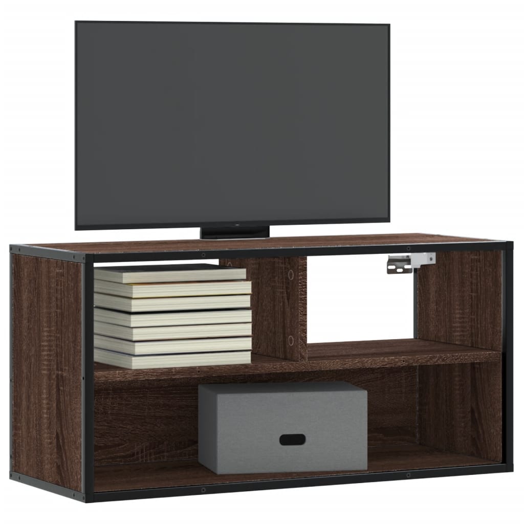 TV Cabinet Brown Oak 80x31x39,5 cm Engineered Wood and Metal