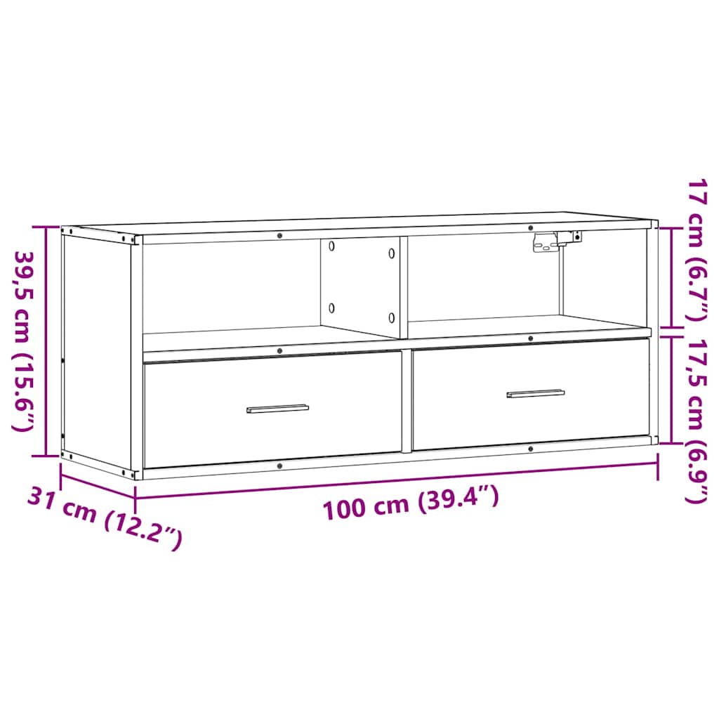 TV Cabinet Black 100x31x39,5 cm Engineered Wood and Metal
