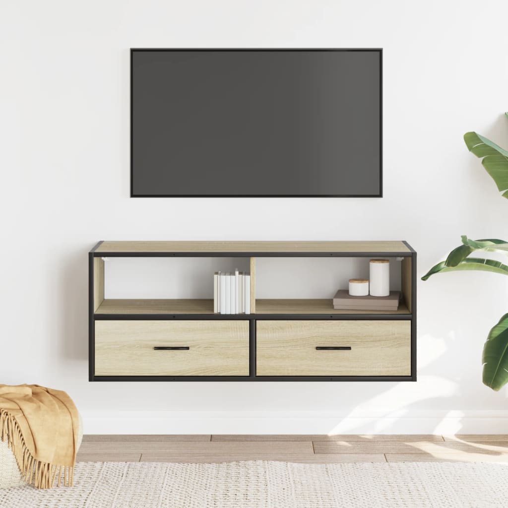 TV Cabinet Sonoma Oak 100x31x39,5 cm Engineered Wood and Metal